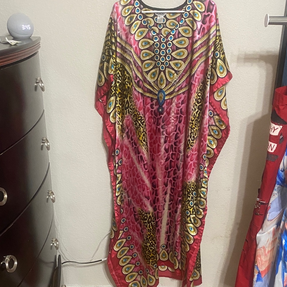 Winlar at Vibrant Pink and Gold Women's Swim Kaftan
